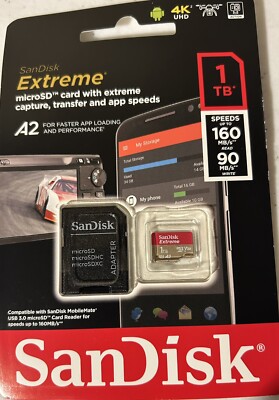 ScanDisk Extreme Capture Transfer A2 Fast Loading Card microSD 1 TB With Adaptor