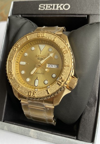 Pre-owned Seiko 5 Prospex Automatic Srpe74 Gold-tone Watch With Tag Made In Japan