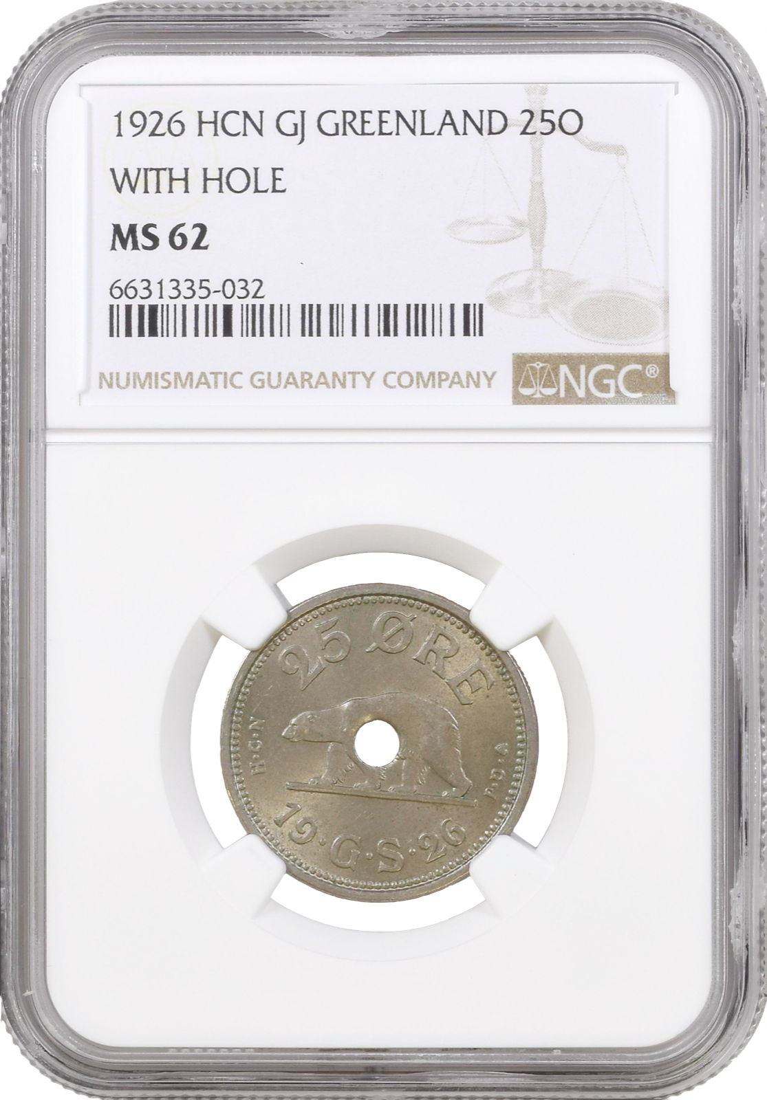Greenland 25 ore 1926 HCN, NGC MS62, Greenland 25 ore 1926 HCN, NGC MS62,