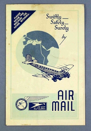 SOUTH AFRICA AIR MAIL RATES POSTING TIMES LUGPOS BROCHURE 1935 JUNKERS JU-52