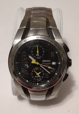 めぞん一刻 7 Rare Seiko Chronograph 100m Alarm SS Men's Watch 7T62-OEHO