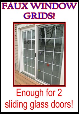 Faux Sliding Glass Door grids white vinyl replacement lines grills mutton window
