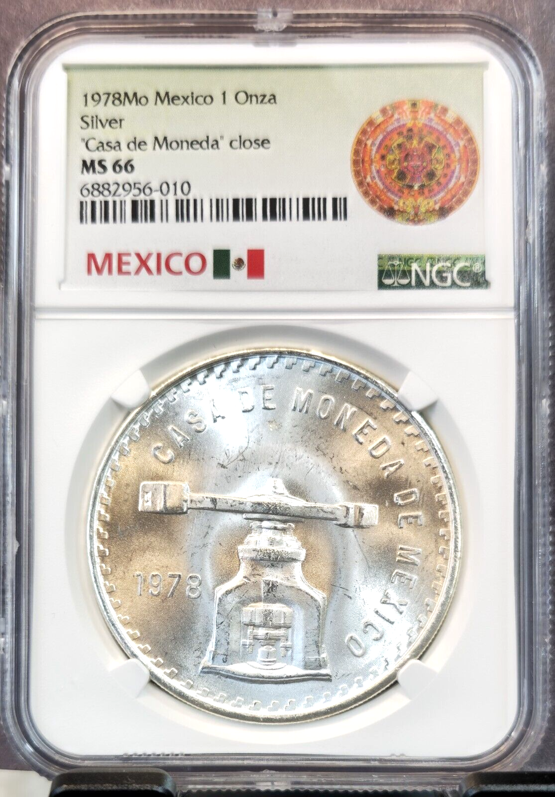 1978 MEXICO SILVER 1 ONZA CASA DE MONEDA CLOSE NGC MS 66 KEY