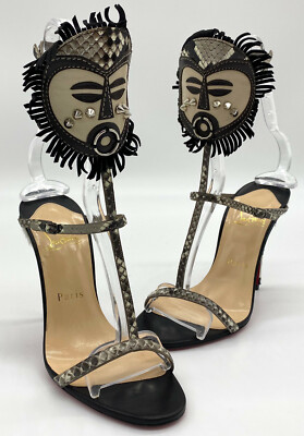 Christian Louboutin Grey Python Kimpa Maskcuff T-Strap Christian Louboutin Grey Python Kimpa Maskcuff T-Strap