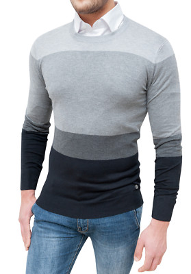 MAGLIONCINO UOMO CLASS GIROCOLLO INVERNALE GRIGIO MAGLIONE CASUAL da XL a 4XL