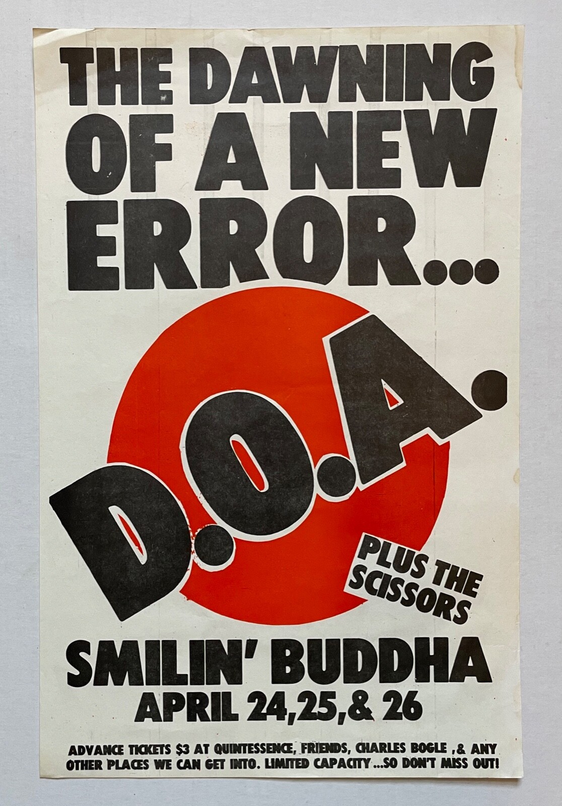 D.O.A. Smilin' Buddha Vancouver CANADA 1981 PUNK Concert