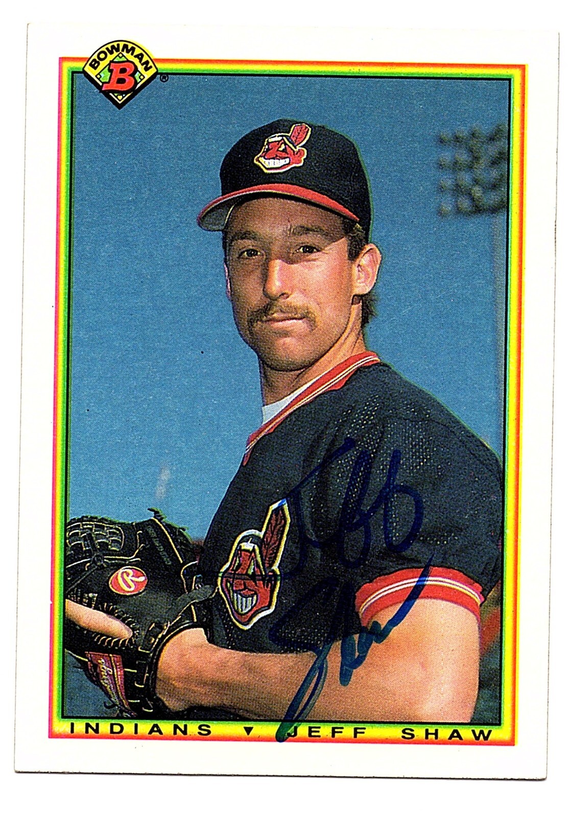 Jeff Shaw Autograph On A 1990 Bowman - Cleveland Guardians
