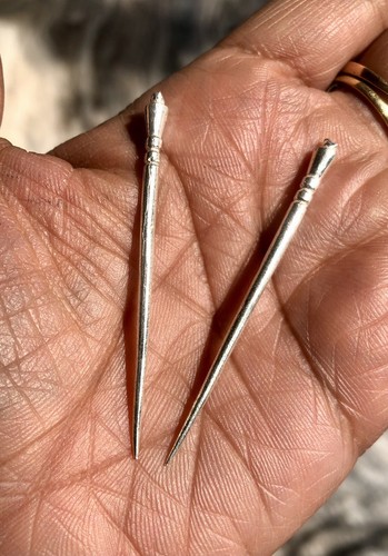 2 Pc 925 Sterling Silver Toothpick, Fruit Food Fork, Plain Design 3.9-4 gram