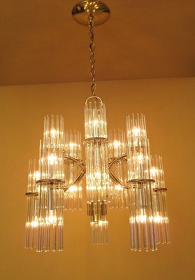 Vintage Lighting glamorous 1970s glass rod chandelier by Lightolier