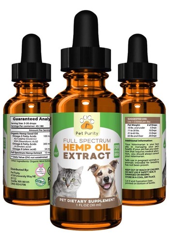 Organic Hemp Oil for Dogs Cats Anxiety Painful Hips Joints Anti Inflammatory