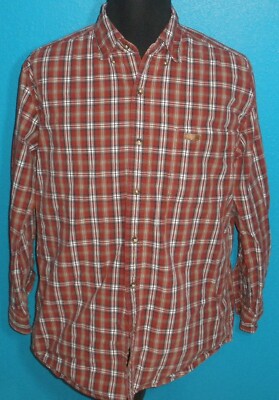 Men's Large VTG Carhartt S153DKR Relaxed Fit Plaid Long Sleeve Button Up Shirt