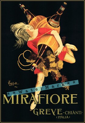 Chianti Wine Mirafiore Greve 1923 Italy Vintage Poster Print