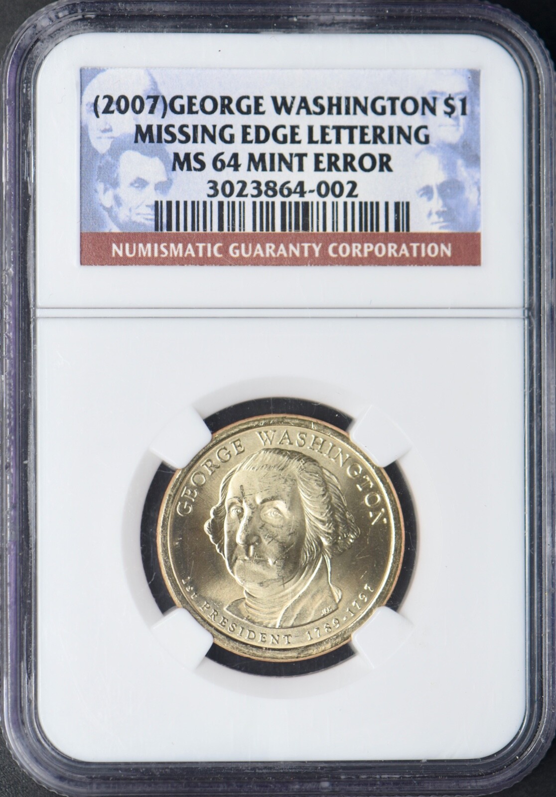 ジョージワシントンNGCPF70 ULTRA CAMEO 1ドル硬貨 2007 GEORGE WASHINGTON 2007 P $1 Coin Pictures Edge Lettering