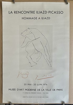 PICASSO POSTER 1976 LA RENCONTRE ILIAZD-PICASSO   HOMMAGE A LLIAZD