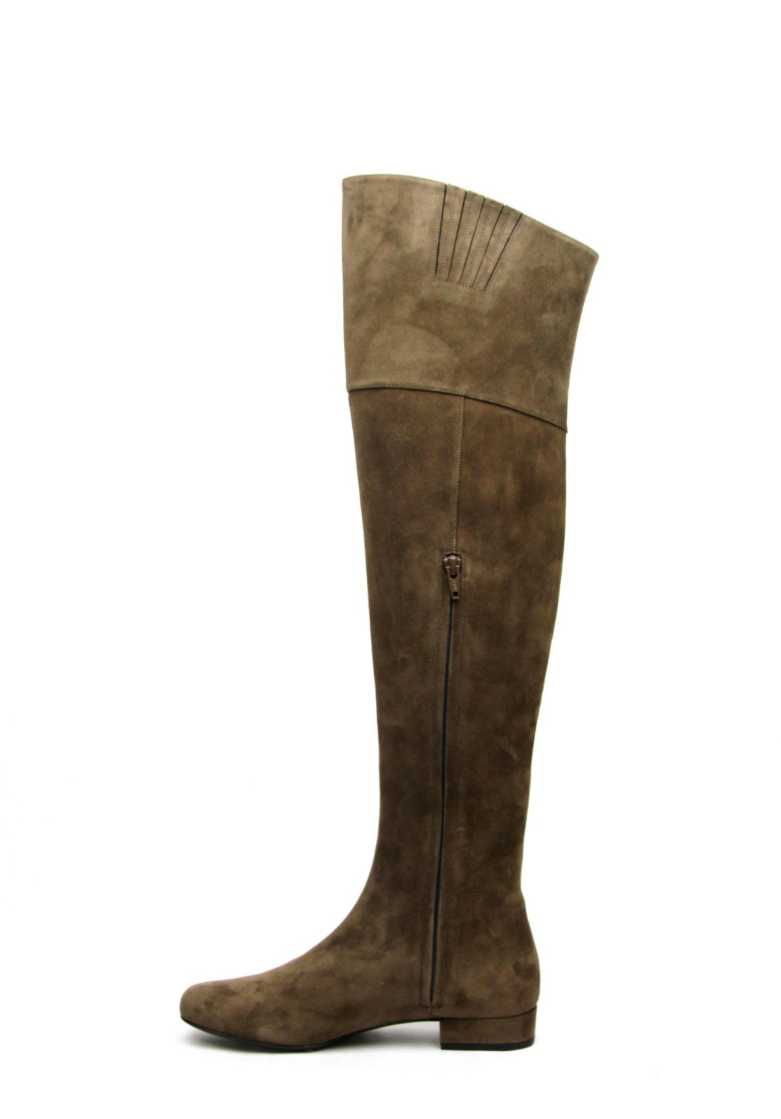 Pre-owned Saint Laurent Woman's Brown Suede Over The Knee Fringed Boots 438270 2532