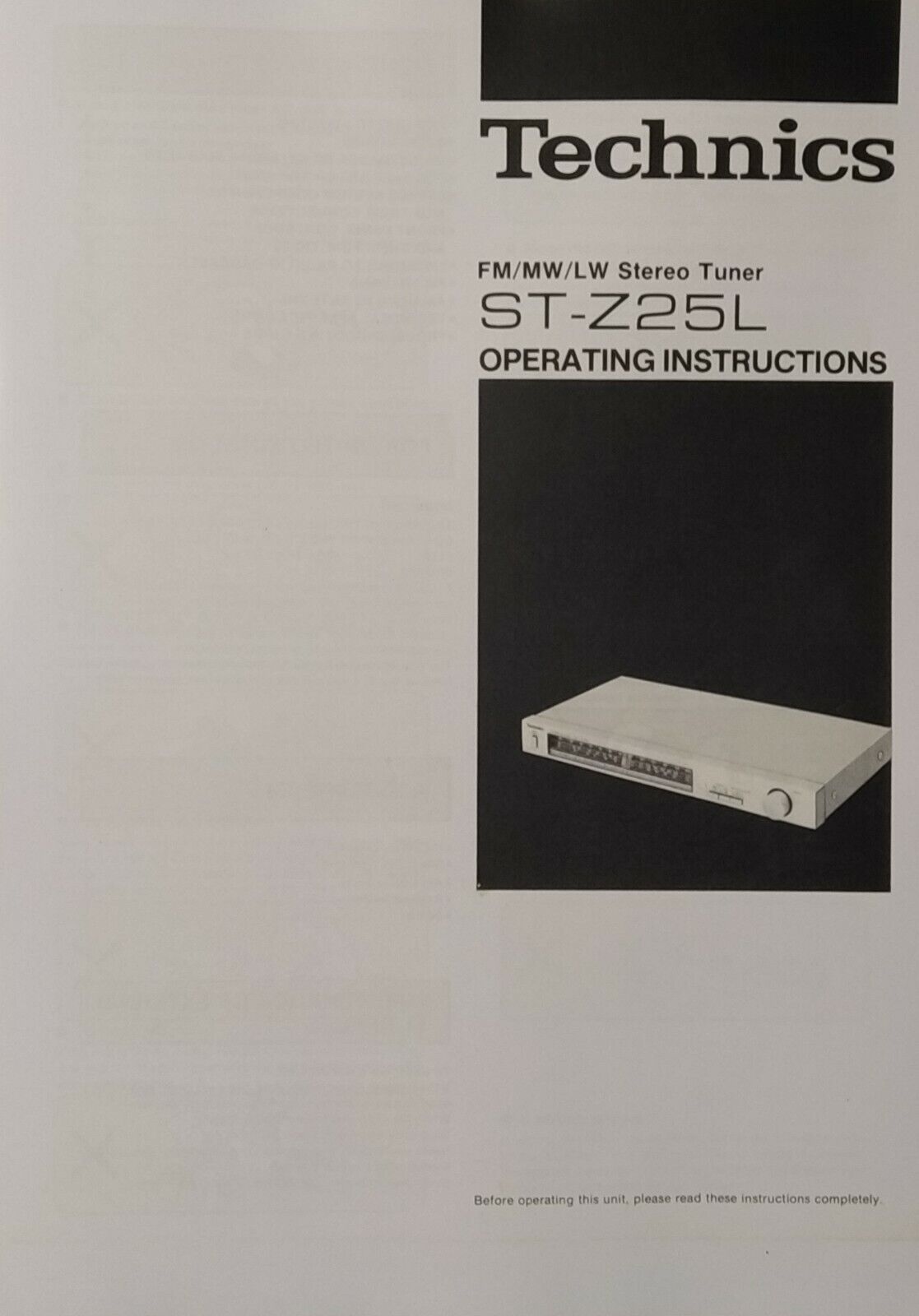 Technics ST-Z25L - FM MW LW Radio Tuner - Operating Technics ST-Z25L - FM MW LW Radio Tuner - Operating