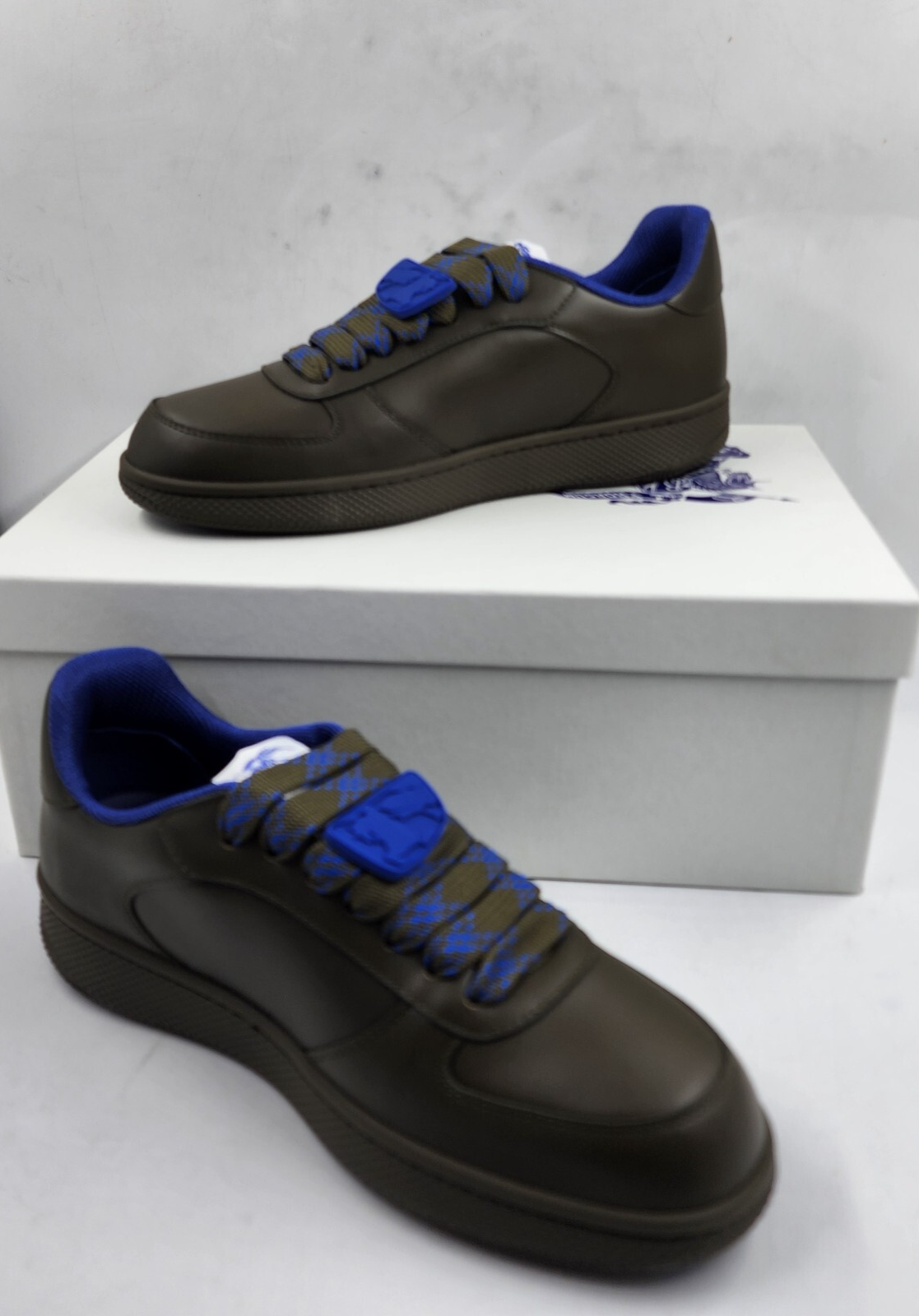 Burberry Terrace Leather Low-Top Sneakers Men's 41/8 US Loch Round Toe Lace Up - Picture 7 of 19