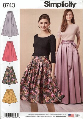 Simplicity 8743 Fully Pleated Skirts in 4 Lengths Sz 14-22 UNCUT Sewing Pattern