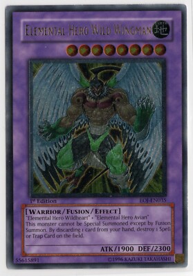Yugioh Elemental Hero Wild Wingman EOJ-EN035 Ultimate Rare 1st Edition Mod Play