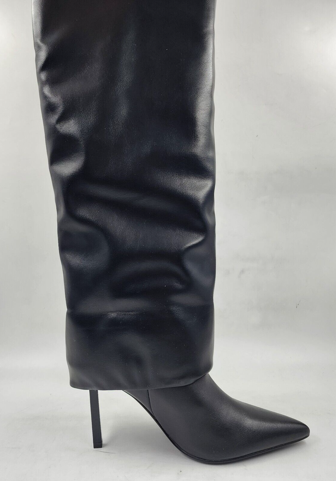 AQUA Tena Pointed Toe High Heel Boots Women's 5.5M Black Long Cuff Detailing - Picture 12 of 17