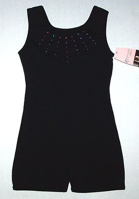 Danskin Freestyle Biketard Unitard Leo Bodysuit Rainbow Rhinestone New Girl S M