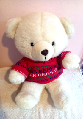 Debenhams Debs Teddy Bear Soft Toy Wears Knitted Jumper Plush Christmas Vintage