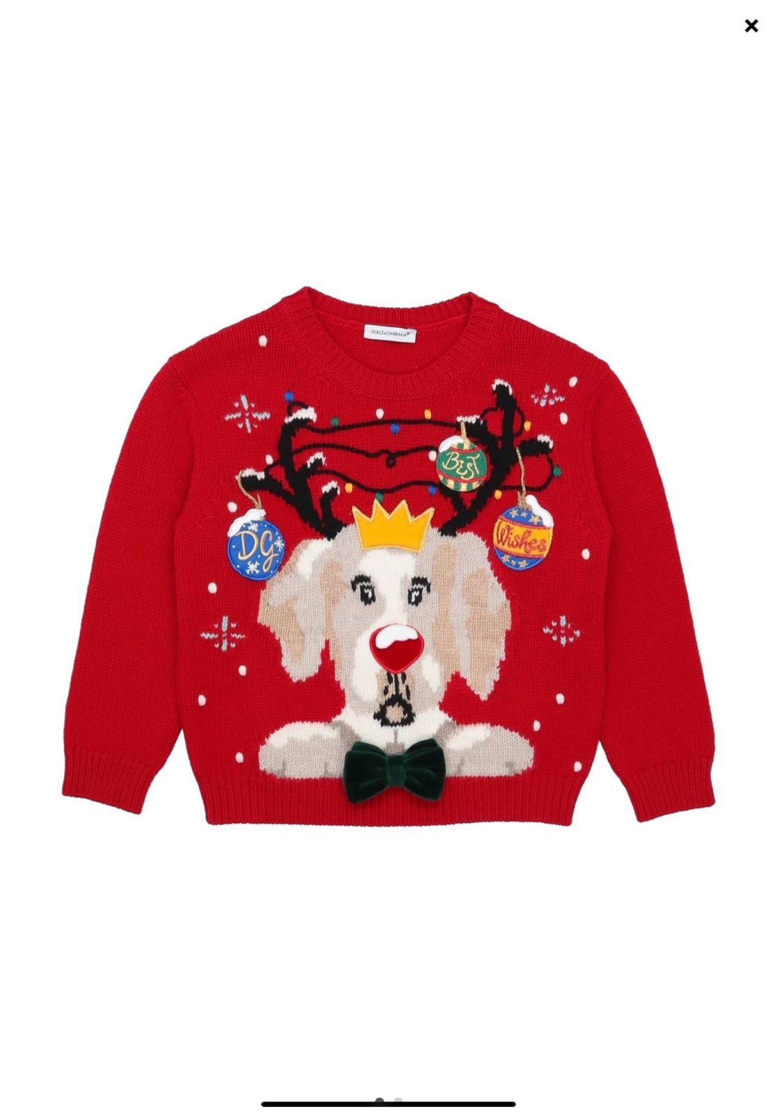 $1300 NWT Dolce&Gabbana D&G Christmas Red Sweater Pullover Kids Sz