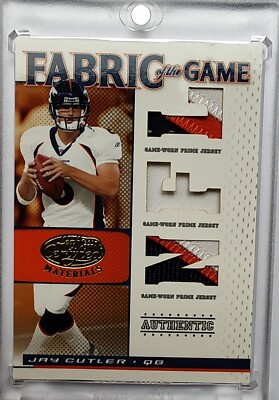 JAY CUTLER ~ TRIPLE GAME USED PATCH ~ 5/10 ~ 2007 CERTIFIED FOTG~BRONCOS ~ SHARP