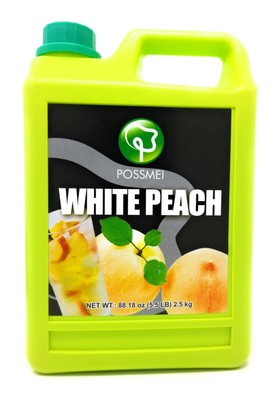 Possmei Bubble Tea Syrup White Peach Flavor 5.5 lbs. Imported from Taiwan
