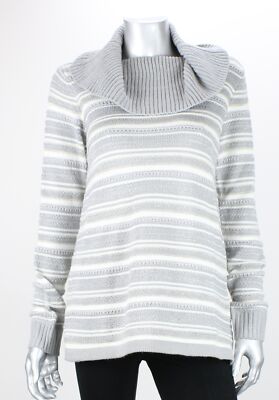 

Свитер-туника с воротником-хомутом в серую полоску цвета слоновой кости Charter Club, Grey