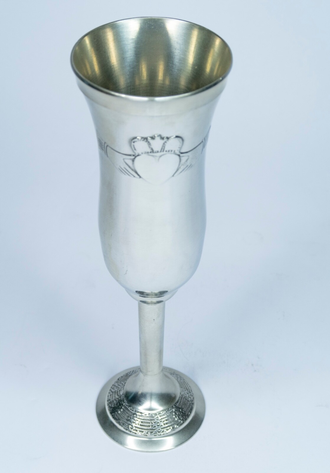 Ireland Mullingar Pewter Claddagh Champagne Flute Set - Heart For Love Free S&H