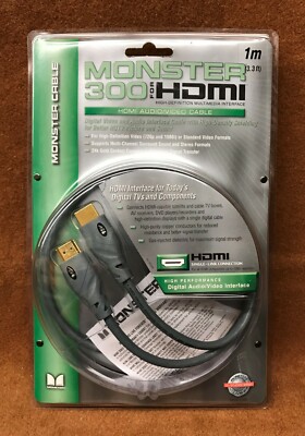 NOS NEW Monster Cable HDMI300-1M ''300 Series'' HDMI to HDMI Cable - 1 Meter