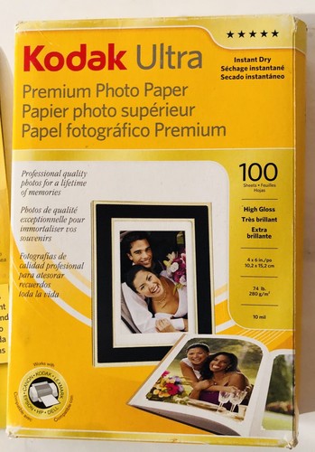 Kodak Ultra Premium Photo Paper, 4 x 6 Inches, High Gloss, Opened 75% Full