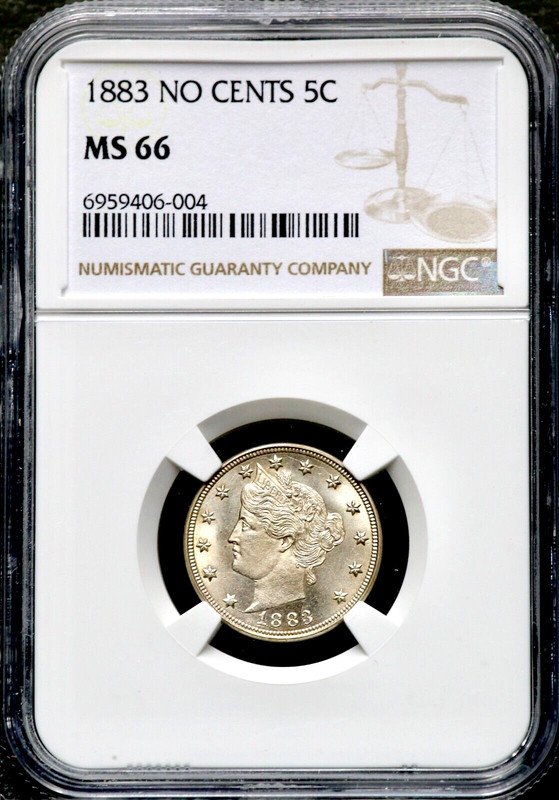 1883 5C No CENTS Liberty Nickel - NGC MS 66