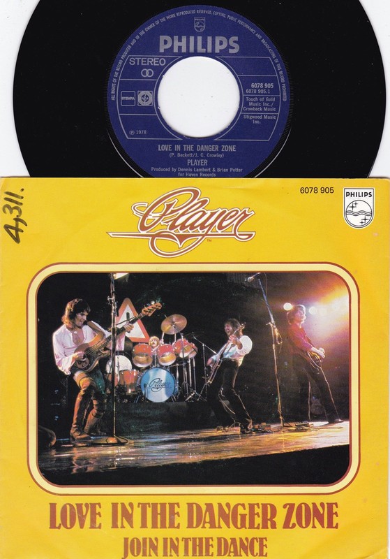 Player Orig Euro Promo Ps 45 Love In The Danger Zone Nm 78