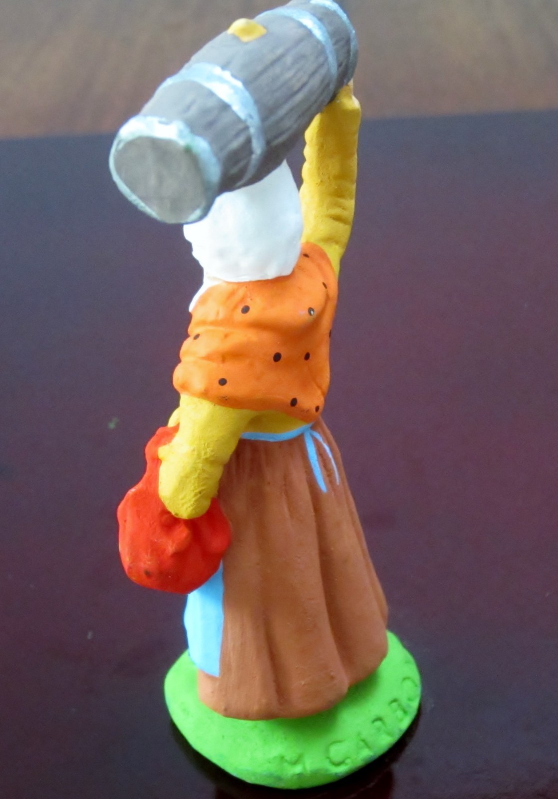 New Carbonel French Nativity santon #2 woman with keg/barrel on her head