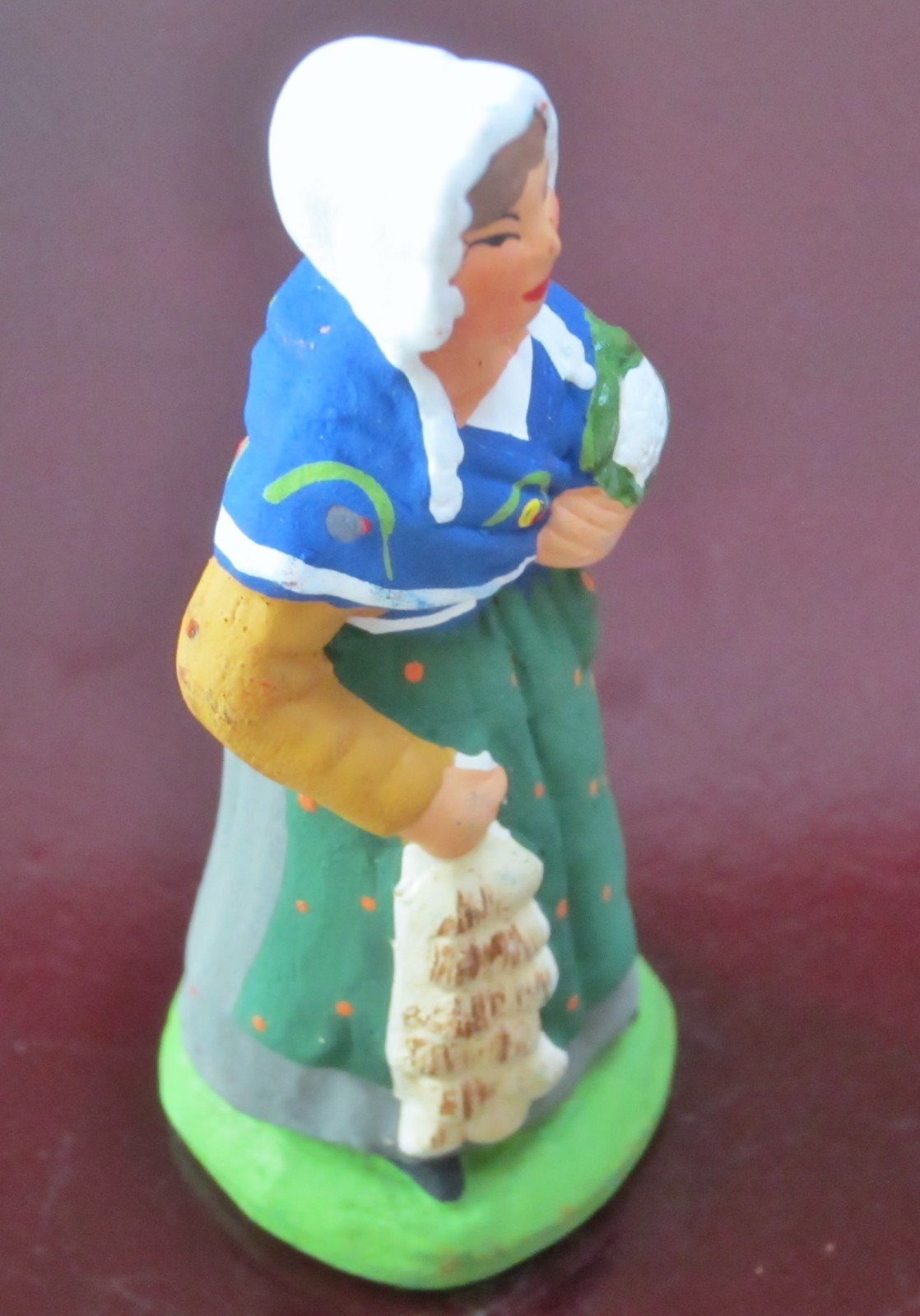 New Carbonel French Nativity santon #2 woman with cabbage and garlic