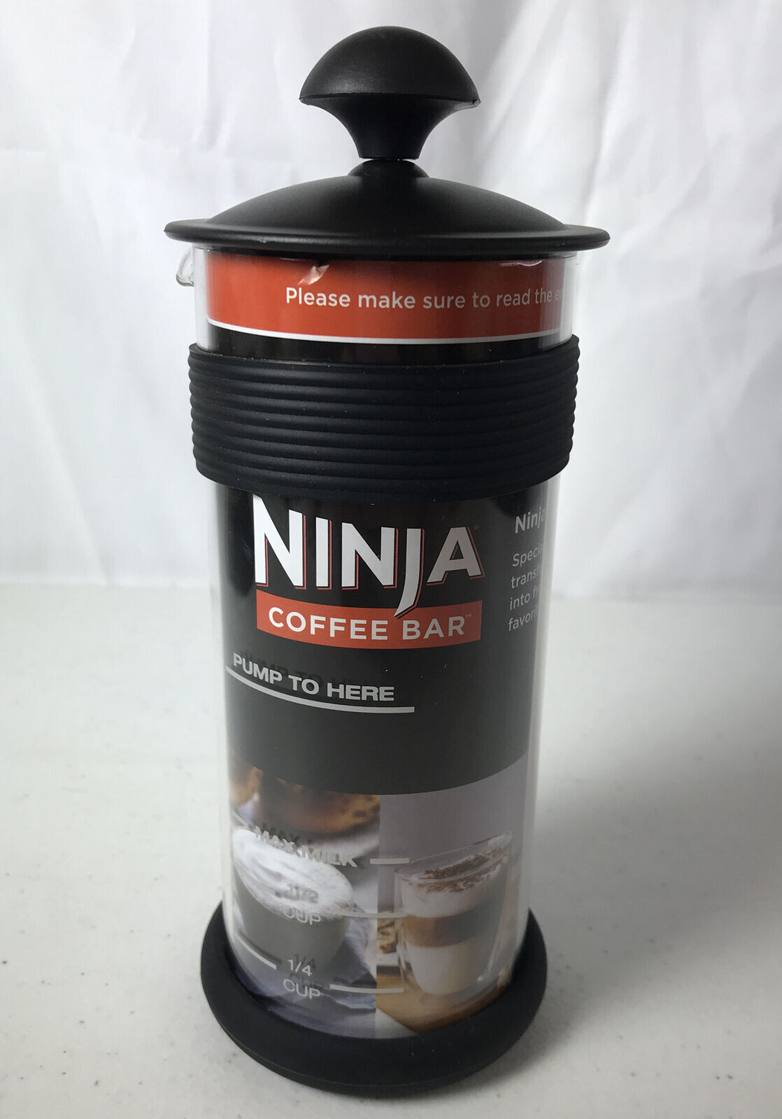 Ninja Coffee Bar Easy Milk Frother- Glass Black Lid BPA 6 oz