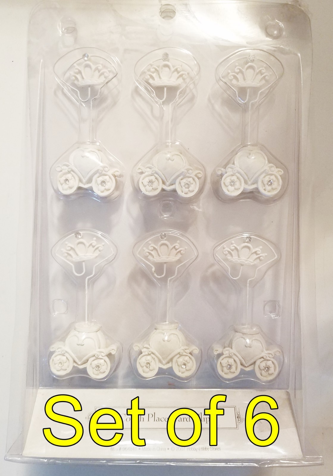 (Set of 6) Rhinestone Cinderella Carriage Place Card Holder Sweet 16 / Wedding