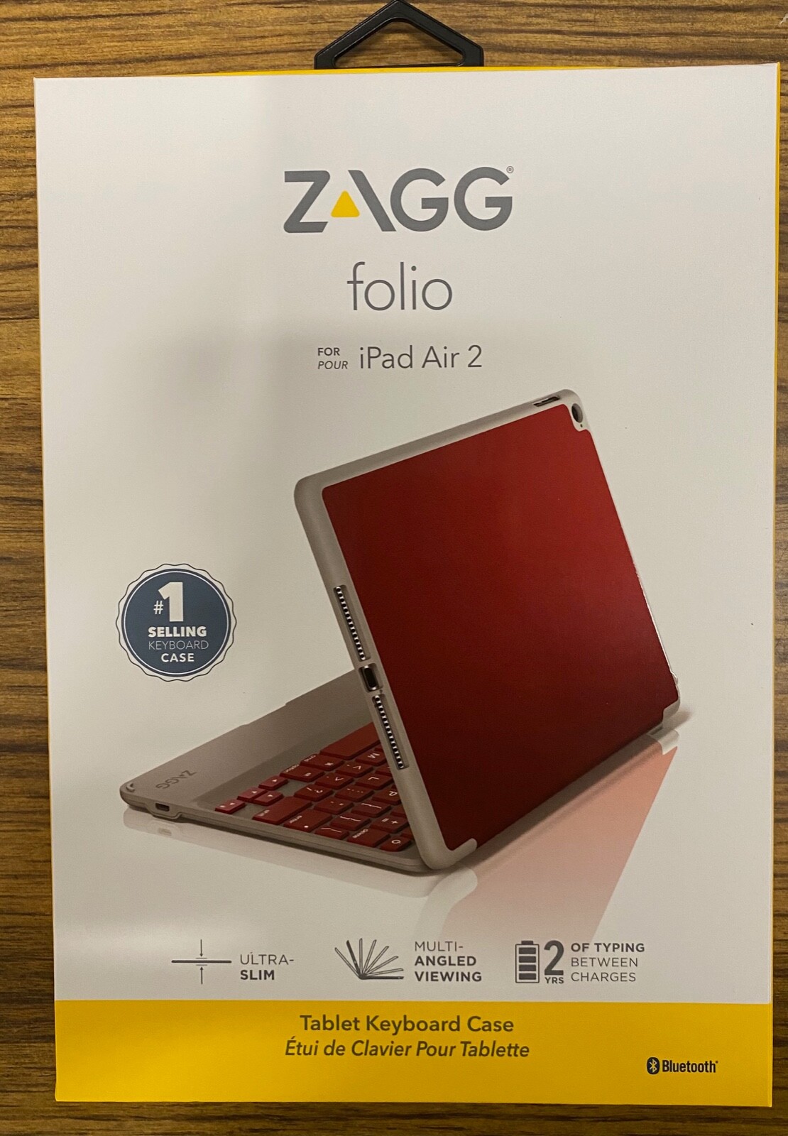 ZAGG Folio Case, Hinged with Bluetooth Keyboard for iPad Air 2 In Red