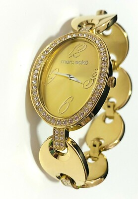 MARC ECKO Lady's Bracelet Watch E95034L1 Gold Swarovski Crystals Quartz 39mm #20