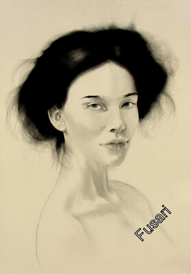 GIANFRANCO FUSARI - b. 1945 (ITALY) - PASTEL DRAWING PAINTING - WOMAN NUDE #2