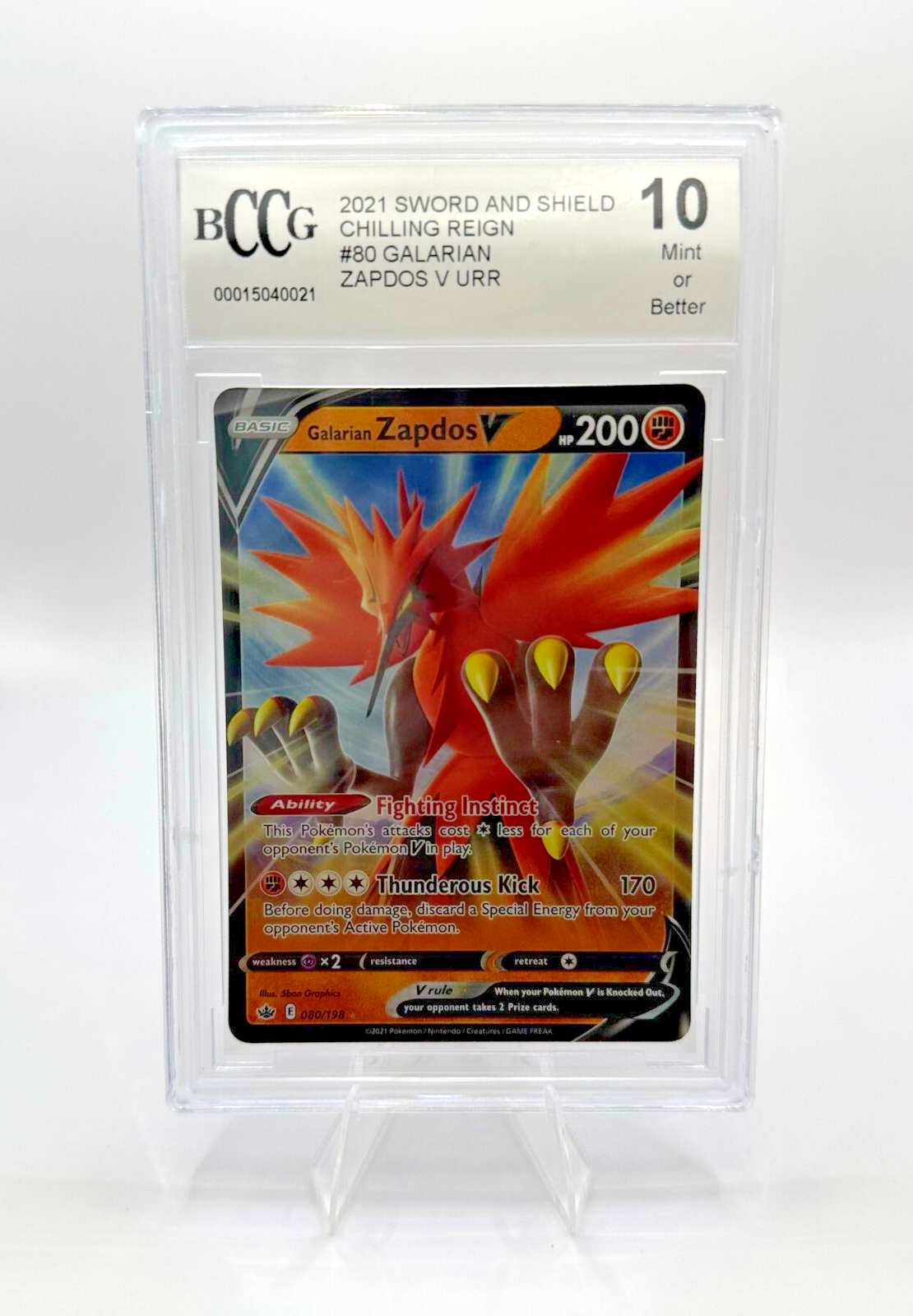 キ*ン様 ポケモンカード ホロカード コレクション Galarian Zapdos V BCCG 10 GEM MINT SWSH Chilling Reign #080