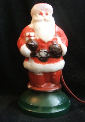 Vintage Milk Glass Painted Santa Claus Lamp Light 8 1/4 Inches Tall Works Scarce