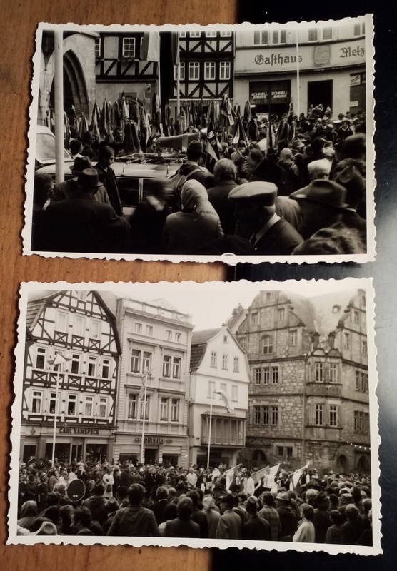 Umzug Parade ? In Alsfeld - Haus Carl Ramspeck & BÃ¼Cking - Ca. 1960er / 2x Foto