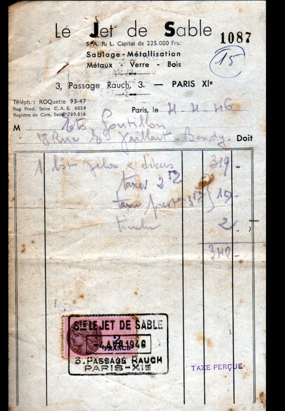 Paris (XiÂ°) Sablage / Metallisation / Metaux Verrerie 