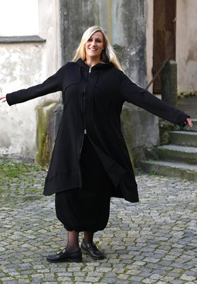 ELLI ELLI - LAGENLOOK SWEAT MANTEL GR 44 BIS 56 - SCHWARZ