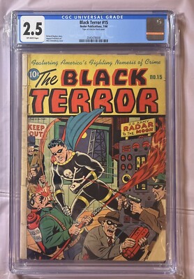 1946 Black Terror #15 Golden Age Comic Nedor Publications CGC 2.5 Off-White Page