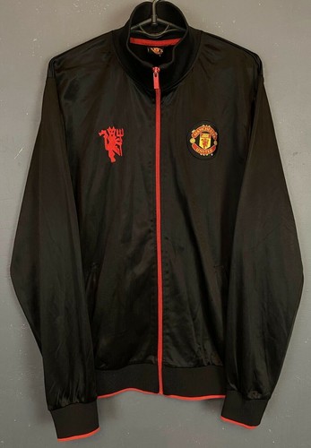 MEN'S FC MANCHESTER UNITED JACKET TRACK TOP SOCCER FOOTBALL BLACK SIZE M MEDIUM