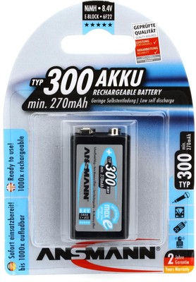 Ansmann 300mah 9-volt Rechargeable Battery (5-pack) Bundle